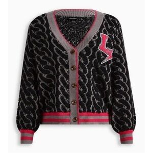 NWT LOVESICK TORRID Jacquard Button Front Crop Sweater Cardigan